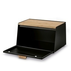 Chlebak stalowy Tadar Skandi Wood 20,5 x 35,5 x 21,5 cm czarny