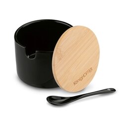 Cukiernica z łyżeczką i bambusową pokrywką porcelanowa NBC Konighoffer 350 ml czarna