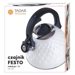 Czajnik nierdzewny na indukcję Tadar Festo 3 l biały połysk