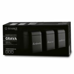 Komplet 3 pojemników Starke Pro Grava Kawa Herbata Cukier czarny