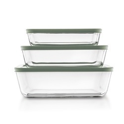 Komplet 3 szklanych borokrzemowych pojemników na żywność Konighoffer Auro 750 ml 1400 ml 2400 ml