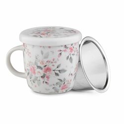 Kubek porcelanowy z zaparzaczem nierdzewnym Tadar Różyczki 320 ml