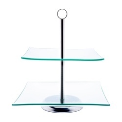Patera szklana Tadar Magdalena 20/25 cm kwadratowa dwupoziomowa