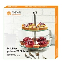 Patera szklana Tadar Milena 20/25 cm okrągła dwupoziomowa