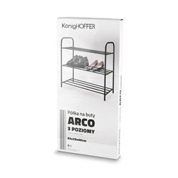 Regał na buty stalowy Konighoffer Arco 63 x 28 x 61 cm 3 poziomy czarny