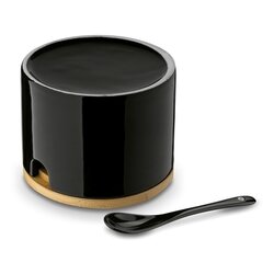 Cukiernica z łyżeczką i bambusową pokrywką porcelanowa NBC Konighoffer 350 ml czarna