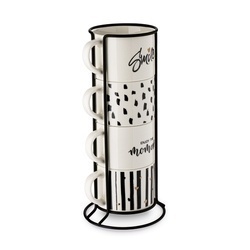 Komplet kubków na stojaku Tadar Decor 300 ml 4 sztuki