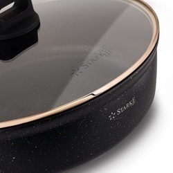Patelnia krótkie uchwyty z pokrywką Starke Pro Starlet Black 28x8 cm