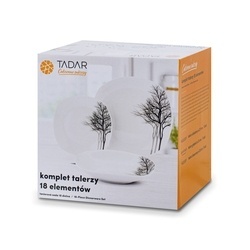 Zestaw kwadratowych talerzy porcelanowych Tadar Zima 18 elementów