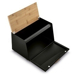 Chlebak stalowy Tadar Skandi Wood 20,5 x 35,5 x 21,5 cm czarny