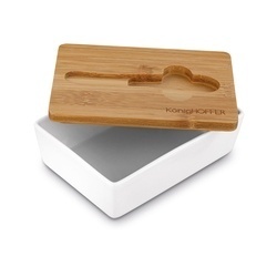Maselniczka porcelanowa NBC z pokrywką i nożykiem Konighoffer 15,8 x 11 x 6 cm biała