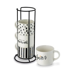 Komplet kubków na stojaku Tadar Decor 300 ml 4 sztuki