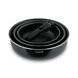 Komplet patelni głębokich z odpinaną rączką Konighoffer Spinel Black 20 / 24 / 28 cm indukcja