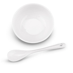 Miseczki do dipów NBC na desce bambusowej z łyżeczkami Konighoffer 3 x 150 ml biały połysk
