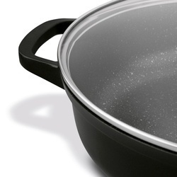 Patelnia na indukcję marmurowa z pokrywką krótkie uchwyty Starke Pro Ochre 28 cm
