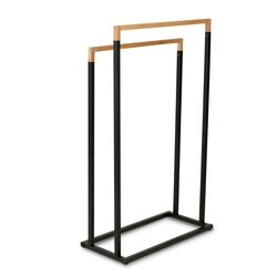 Wieszak na 2 ręczniki stojący Tadar Wood 45 x 21,5 x 76 cm czarny