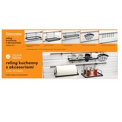 Zestaw 2 relingów kuchennych z akcesoriami Tadar 76 cm 16 elementów czarny